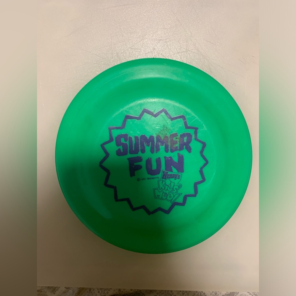 Summer Fun Kids Swim Disc - Green with Purple Graphic “Wendy’s” 1991